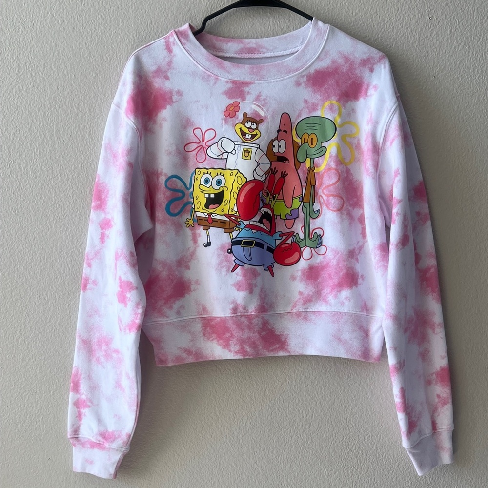 Nickelodeon Pink and White Tie-Dye SpongeBob Sweatshirt